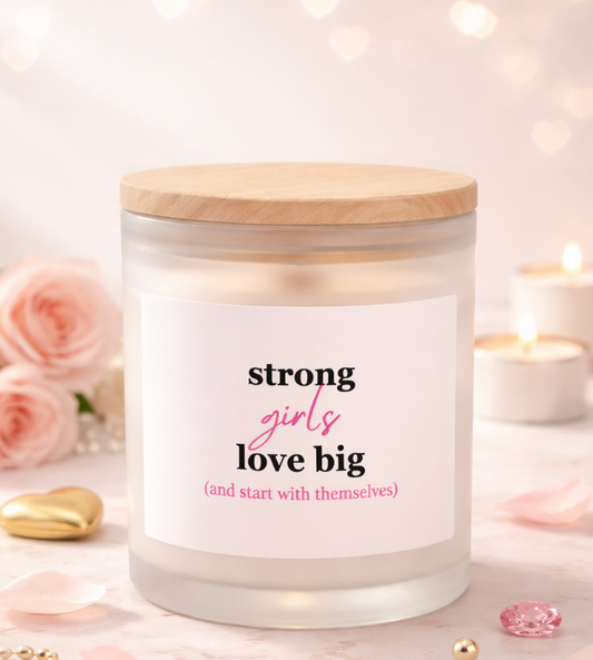 Strong Girls Love Big Scented Candle | Empath Gift for Her, Emotional Support & Empowering Home Decor
